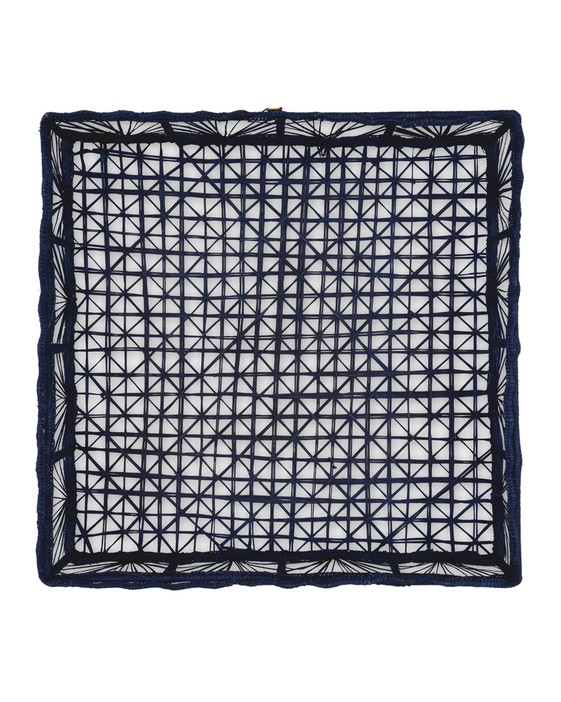 David Hicks Wicker Tray in Blue