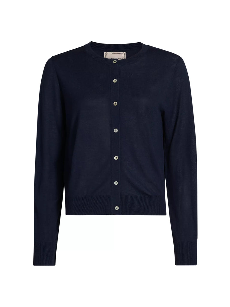 Silk Blend Cardigan in Navy