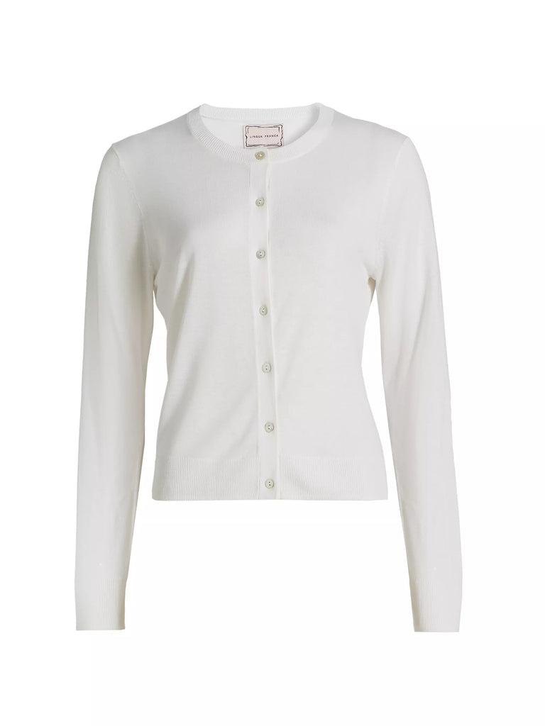 Silk Blend Cardigan in White