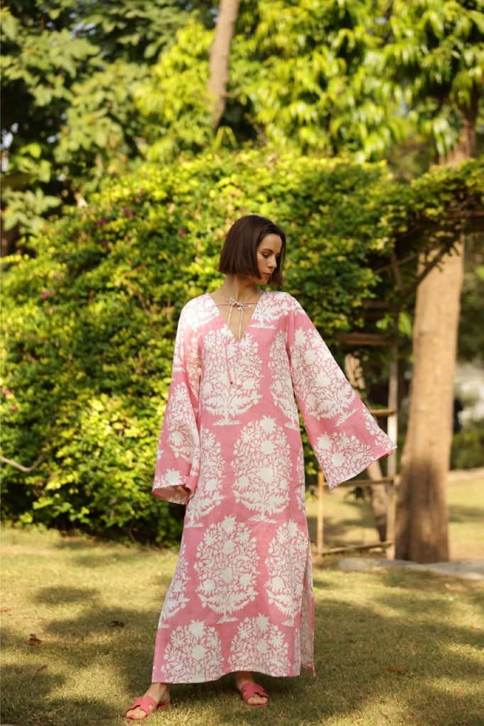 Doha Caftan in Pink Bouquet
