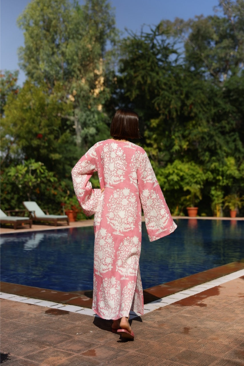 Doha Caftan in Pink Bouquet