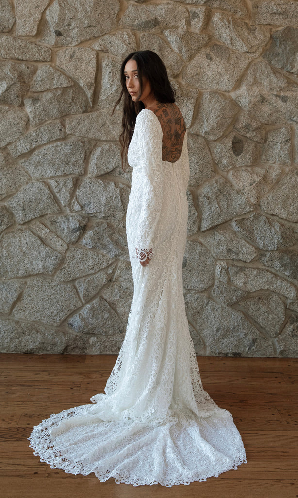 Nash Crochet Lace Boat Neck Wedding Gown