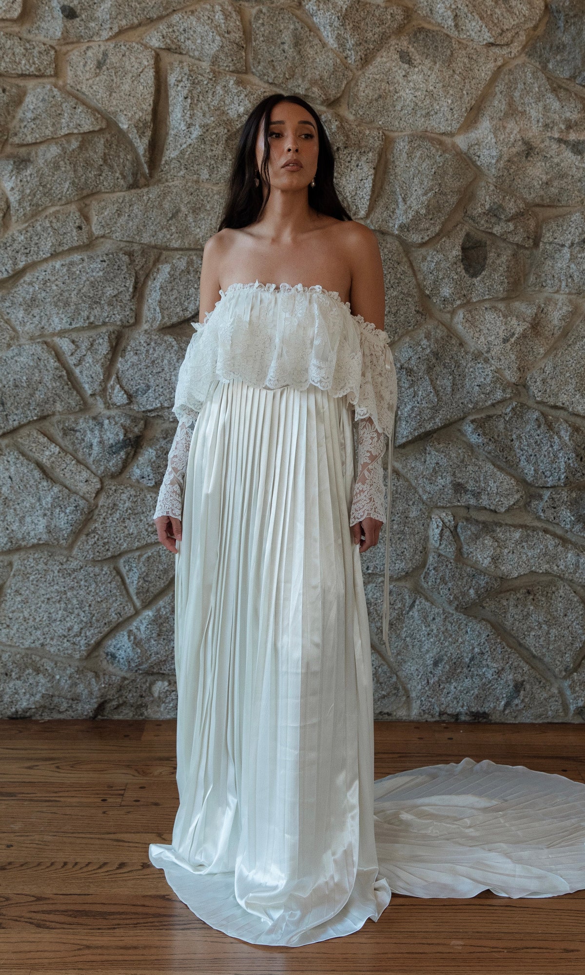 Luca Pleated Satin Silk Wedding Dress