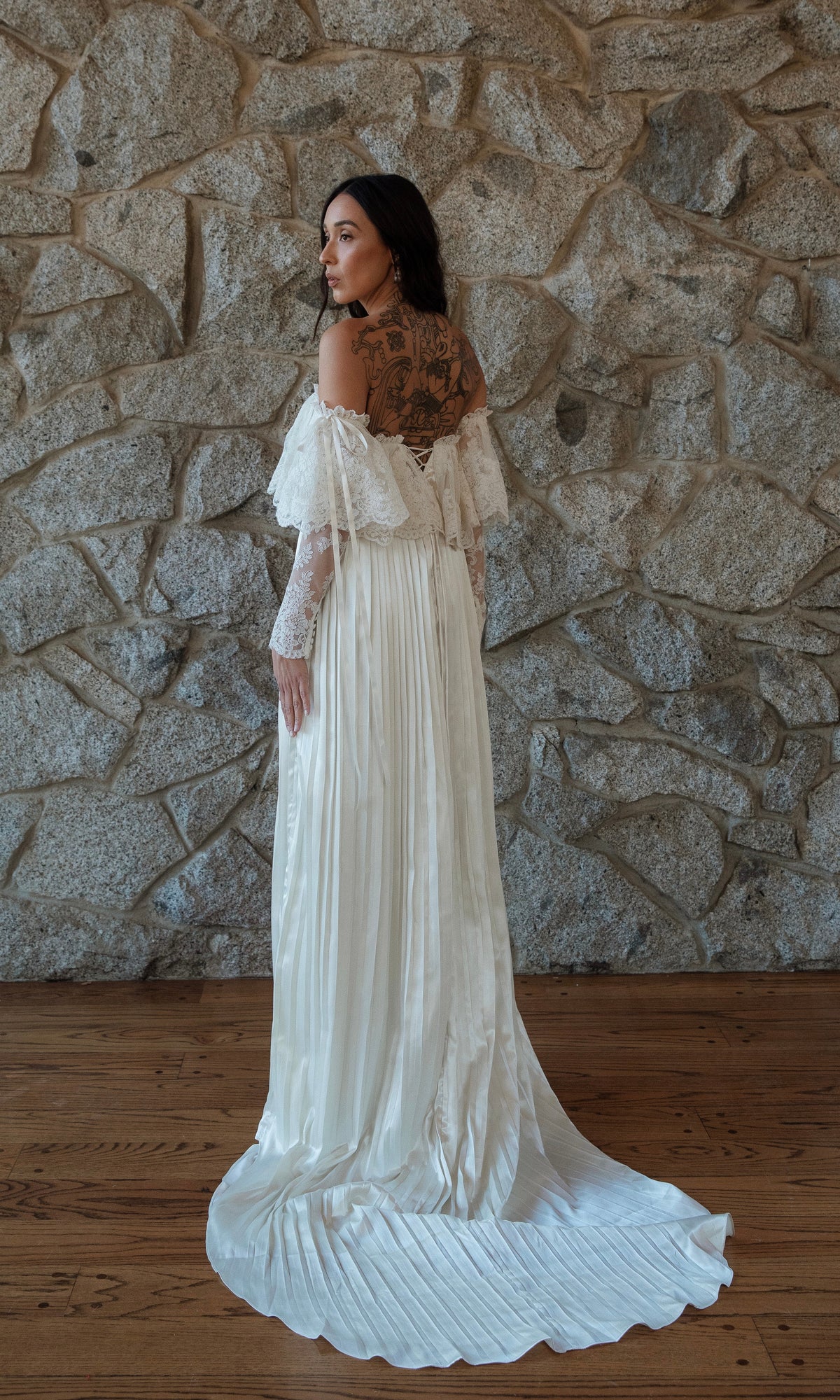Luca Pleated Satin Silk Wedding Dress