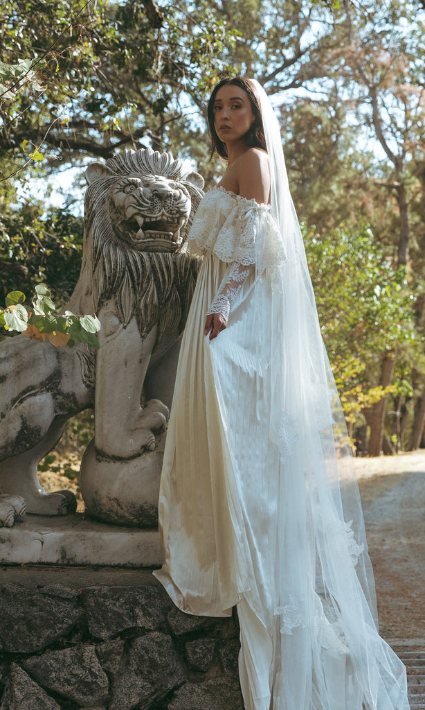 Luca Pleated Satin Silk Wedding Dress