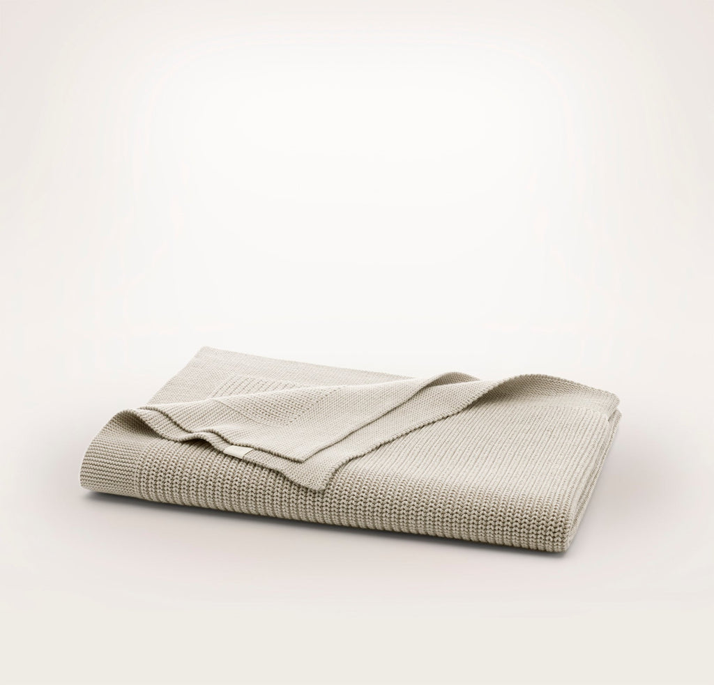 Ribbed Knit Baby Blanket in Heathered Oatmeal