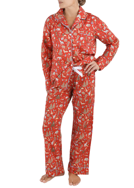 Liberty of London Holiday Pajama Set in Red Over The Moon