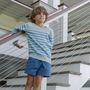 Unisex Blue Stripe Knit Sweater