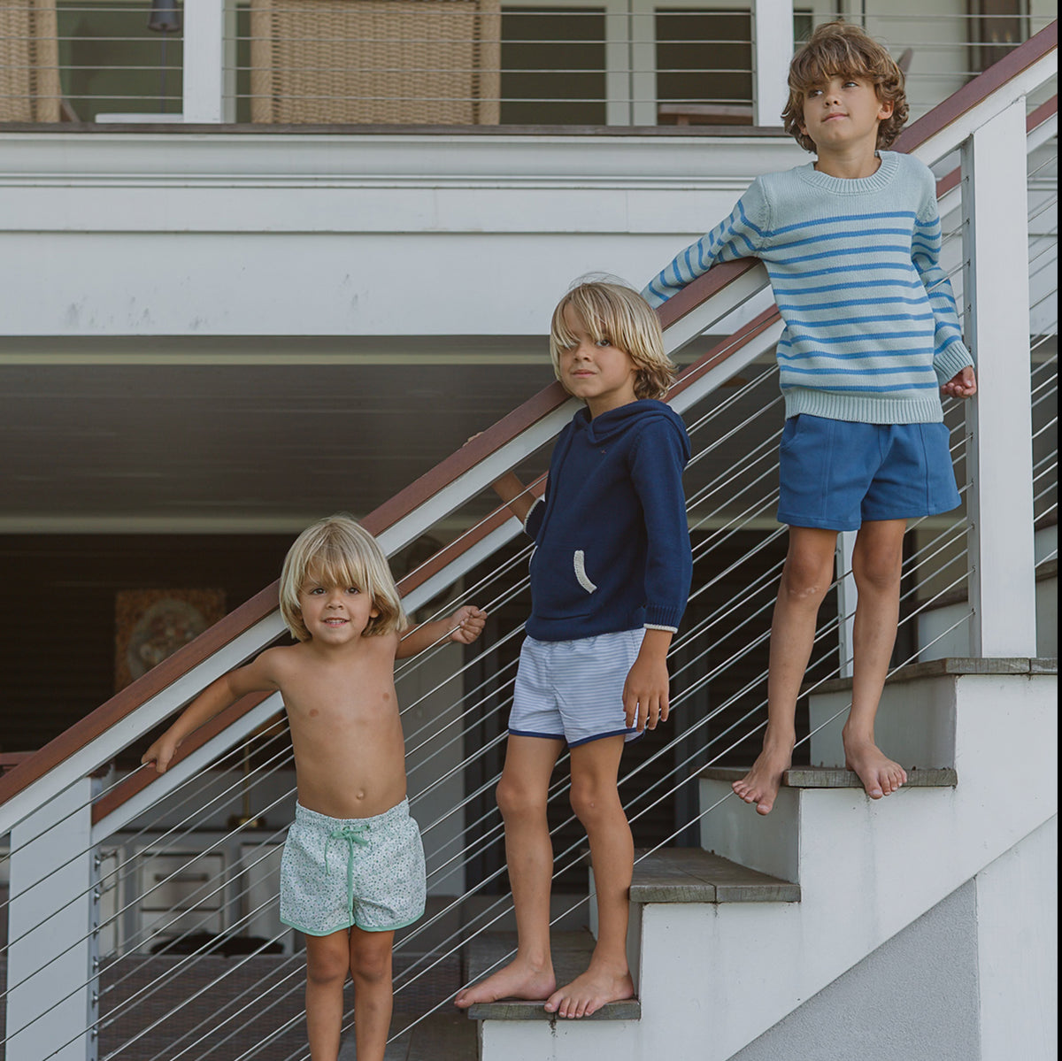 Unisex Blue Stripe Knit Sweater