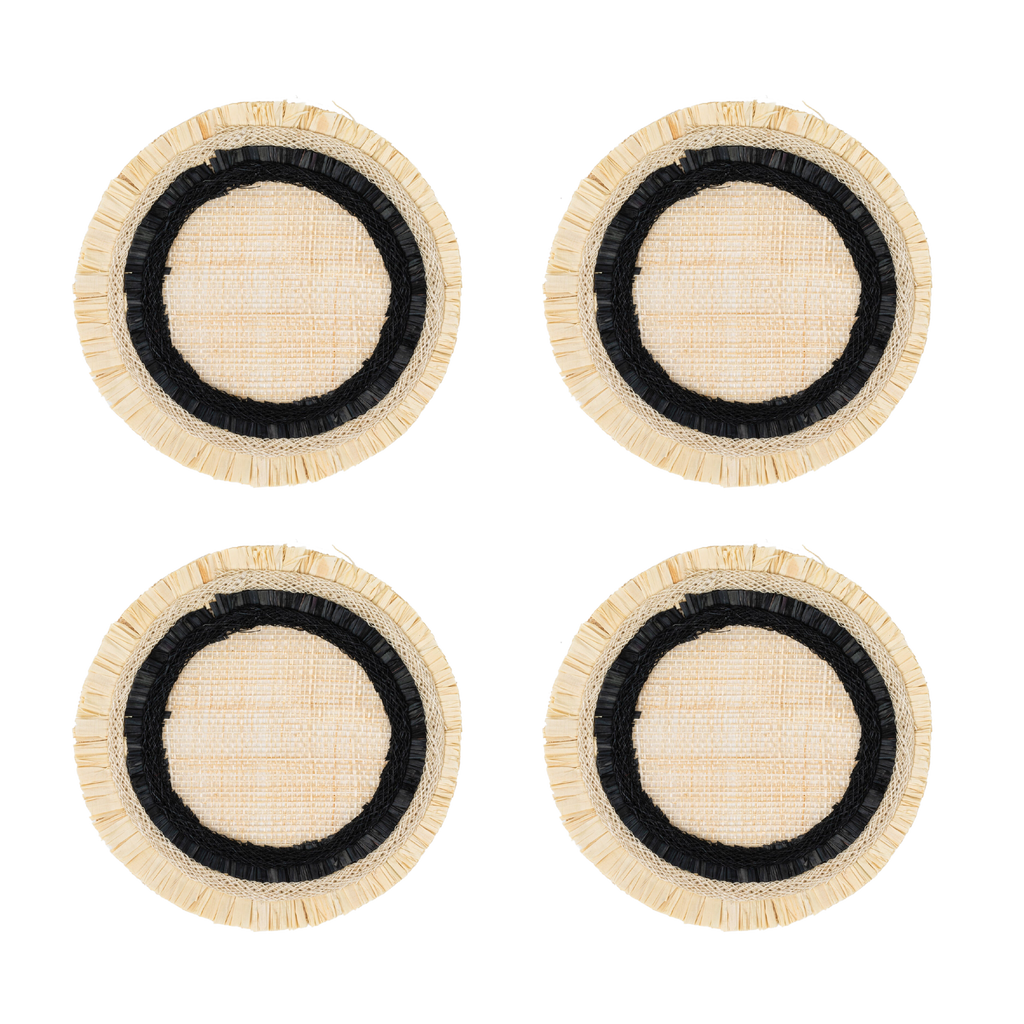 Ruffle Edge Straw Coasters in Black