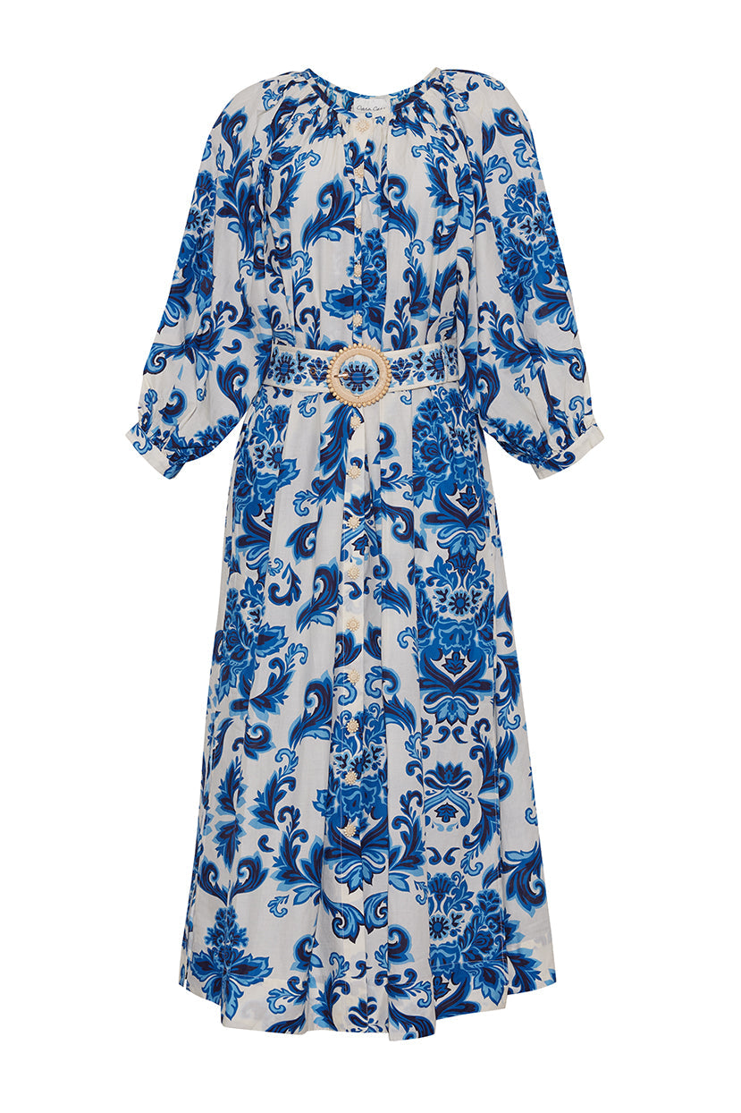 Simone Dress in Fiore Evening Blue