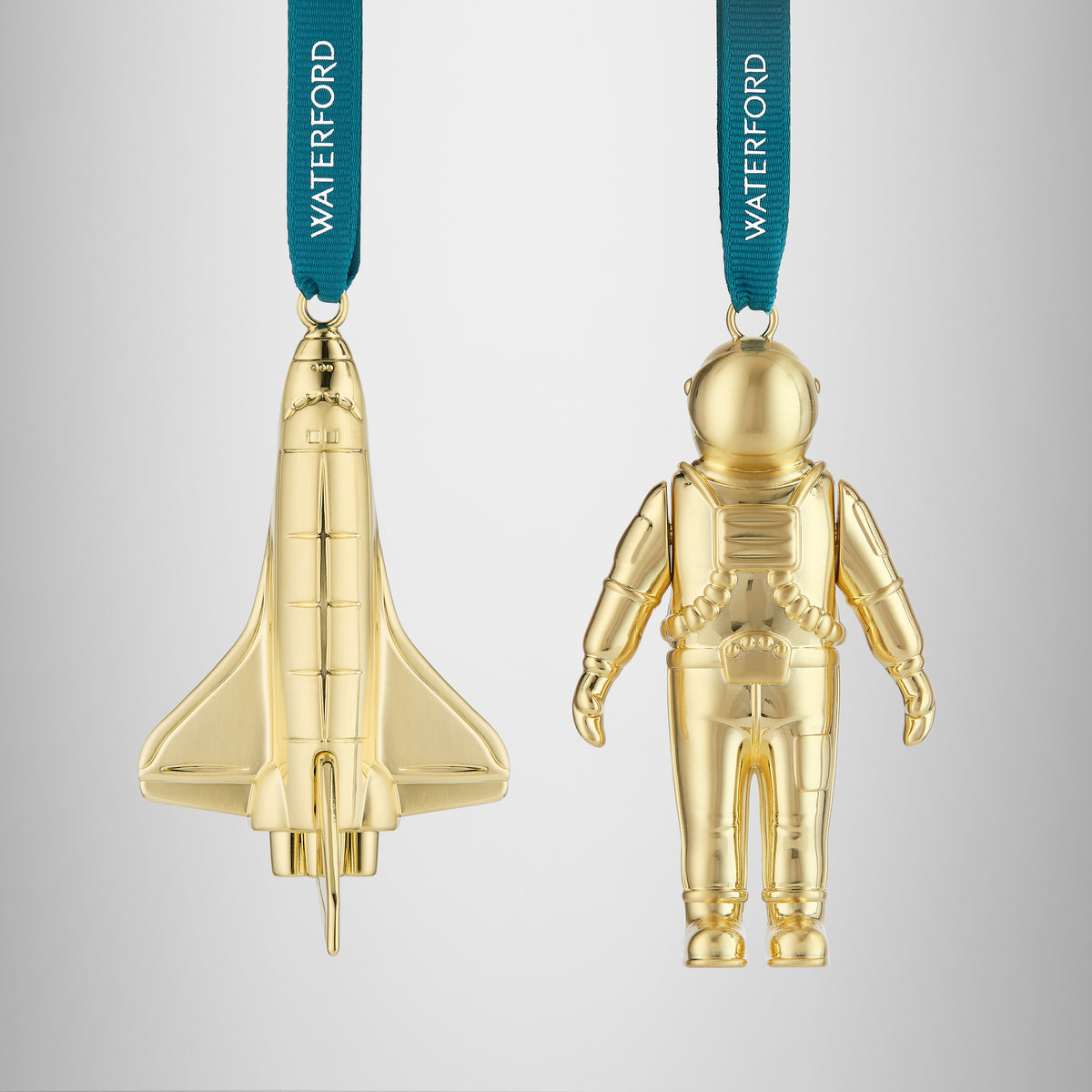 Christmas Spaceman & Rocket Golden Ornament