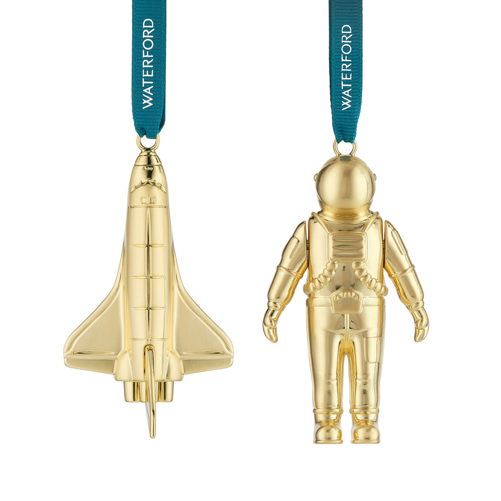 Christmas Spaceman & Rocket Golden Ornament
