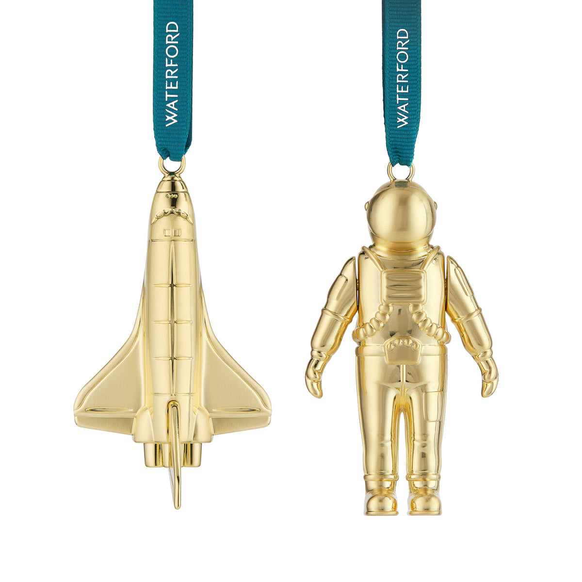 Christmas Spaceman & Rocket Golden Ornament