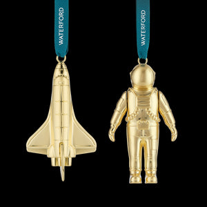 Christmas Spaceman & Rocket Golden Ornament