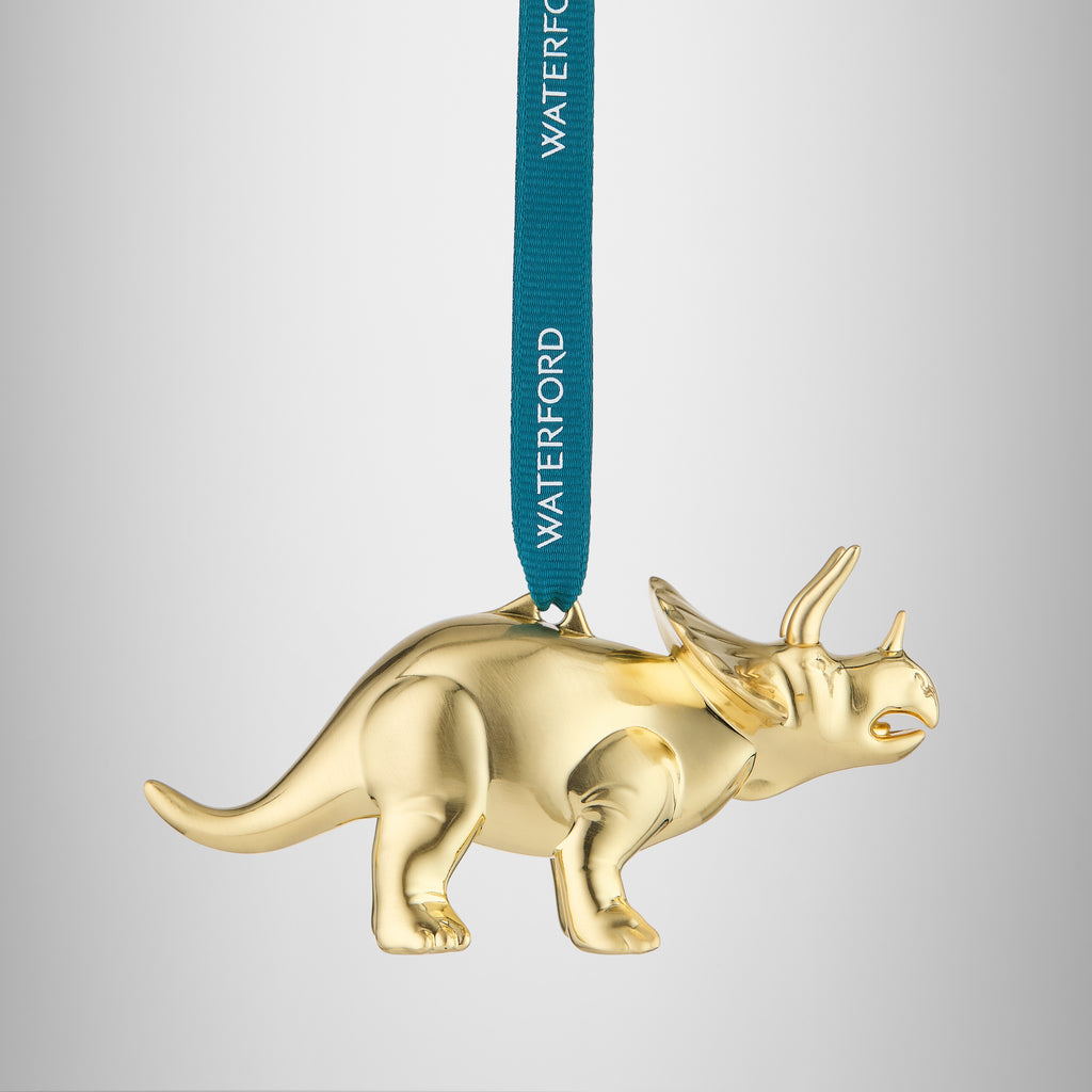 Christmas Triceratops Golden Ornament