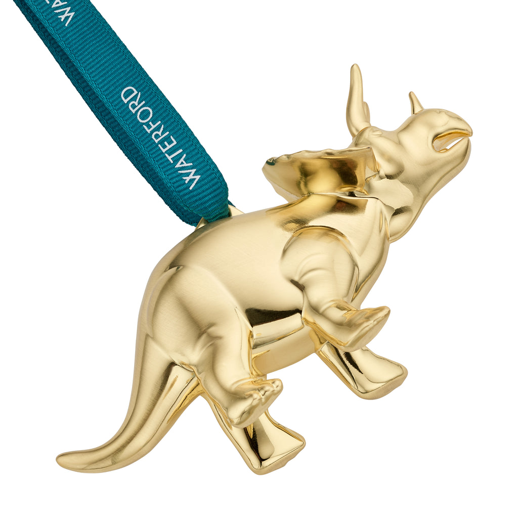 Christmas Triceratops Golden Ornament