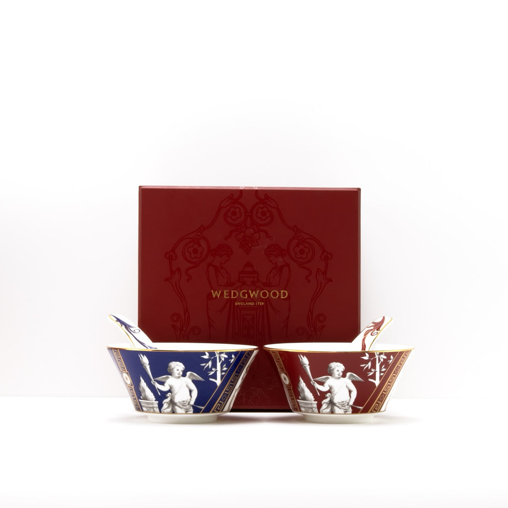 Renaissance Mix Bowl & Soup Spoon in Gold & Red, Set of 2