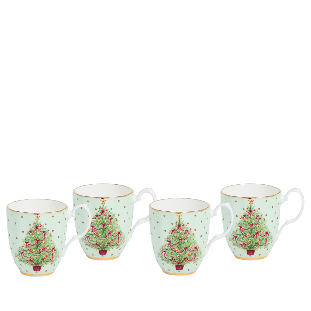 Old Country Roses Christmas Mug, Set of 4