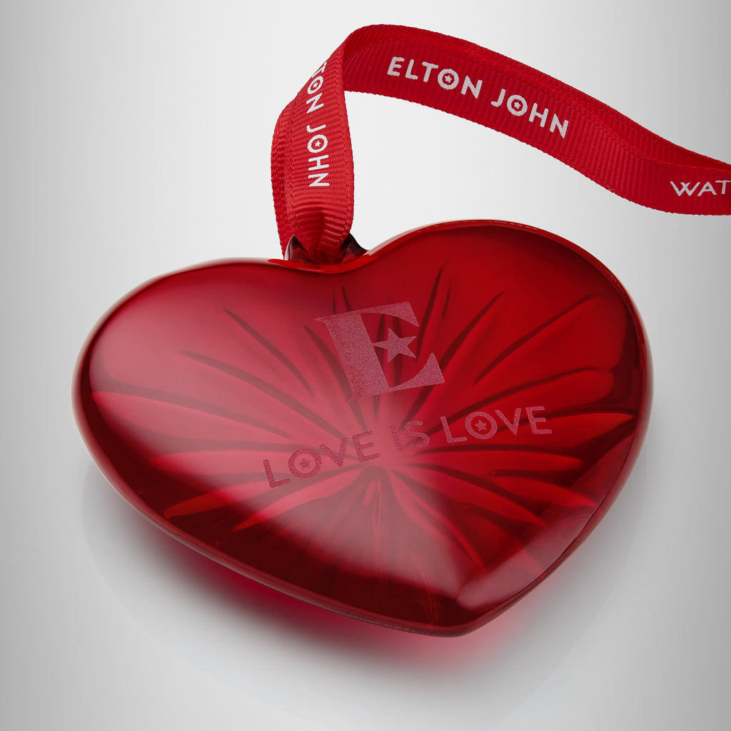 Elton John Aids Foundation Red Heart Ornament