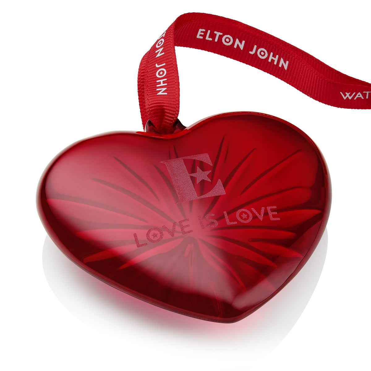 Elton John Aids Foundation Red Heart Ornament