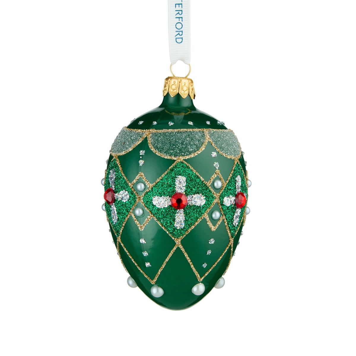 Holiday Heirlooms Green & Red Oval Bauble
