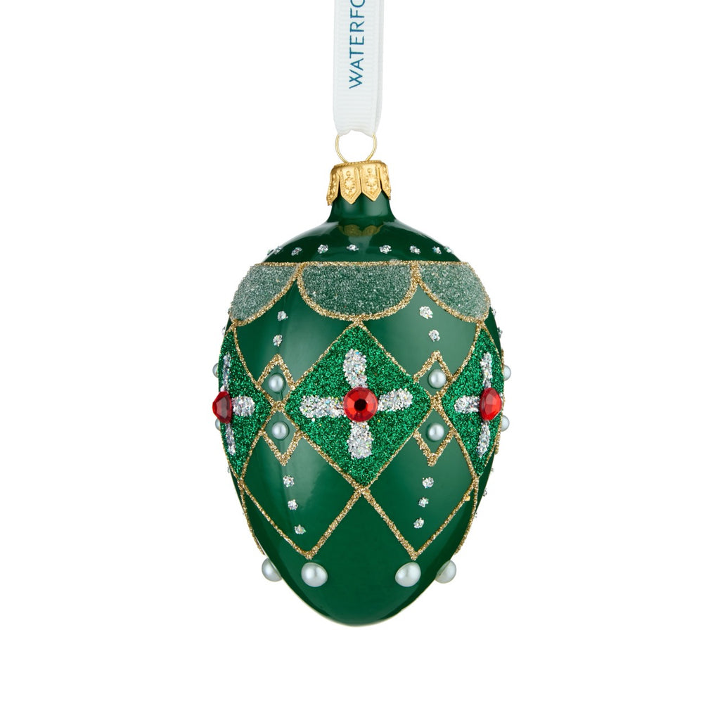 Holiday Heirlooms Green & Red Oval Bauble