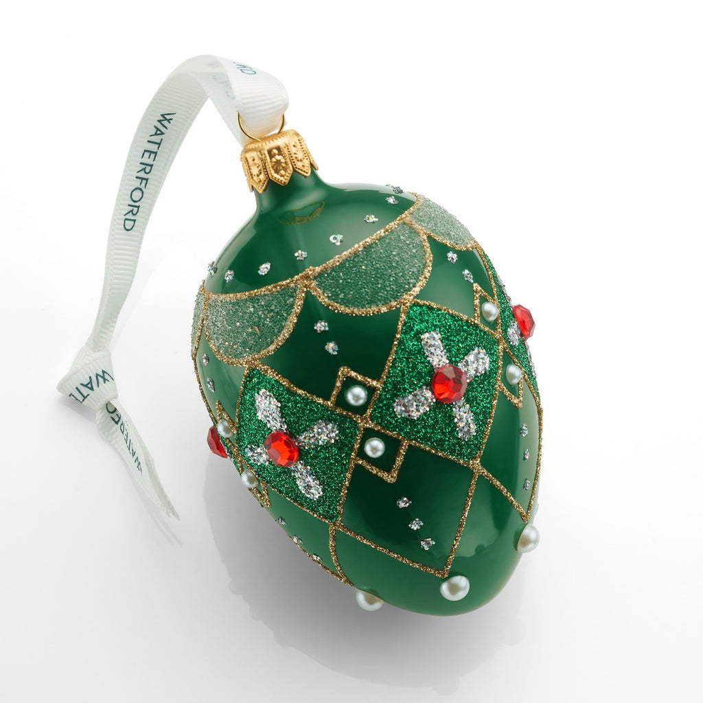 Holiday Heirlooms Green & Red Oval Bauble