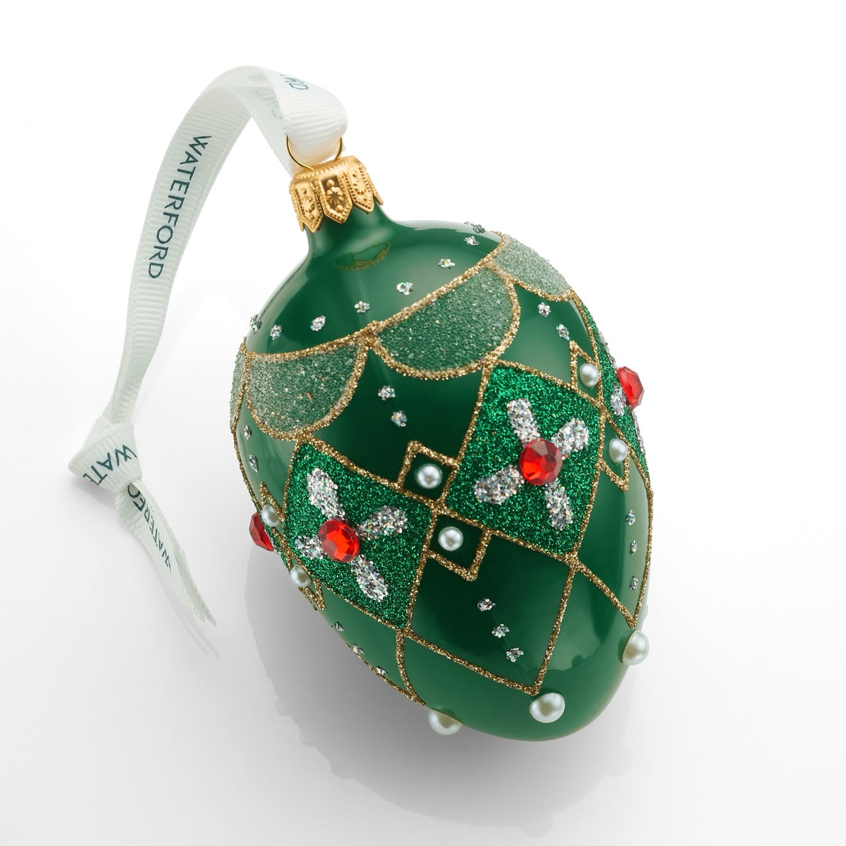Holiday Heirlooms Green & Red Oval Bauble