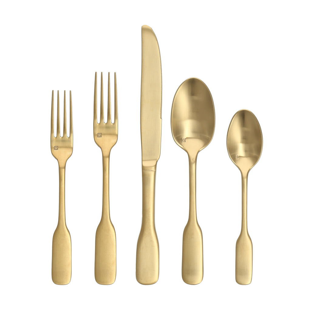 Ashton Brushed Gold 5-Piece Flatware Set