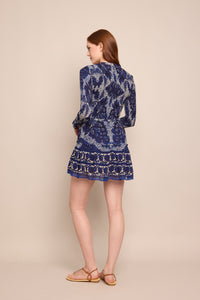 Viola Dress in Scrollwork Ink