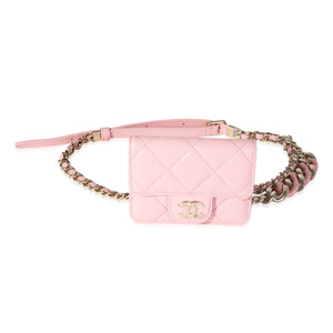 Chanel Pink Quilted Lambskin Elegant Chain Belt Bag