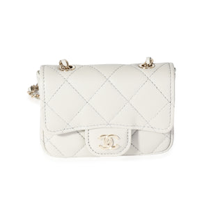 Chanel Grey Quilted Lambskin Mini Chain Belt Bag