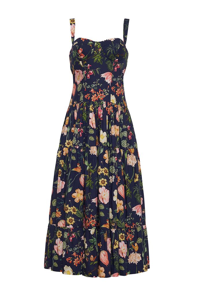 Santiago Dress in Stems Evening Blue