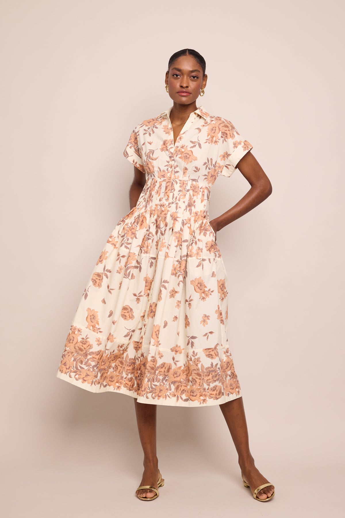 Nash Dress in Farfella Border Egret