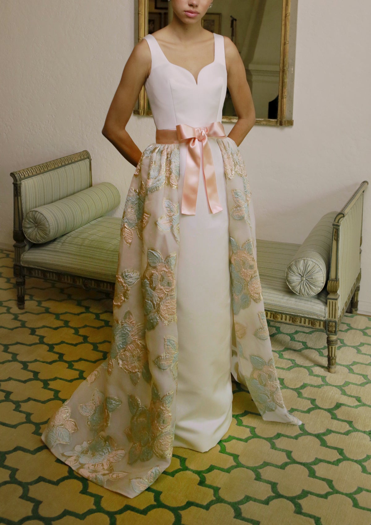 Sweet Heart Column Gown in White Satin