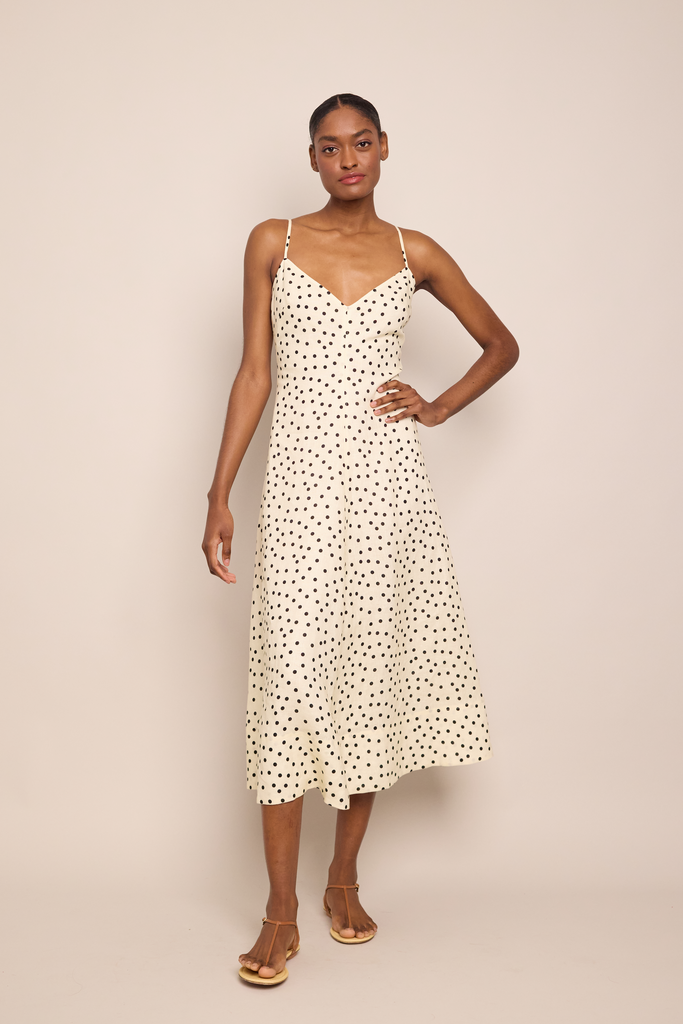 Mae Midi Dress in Burst Egret