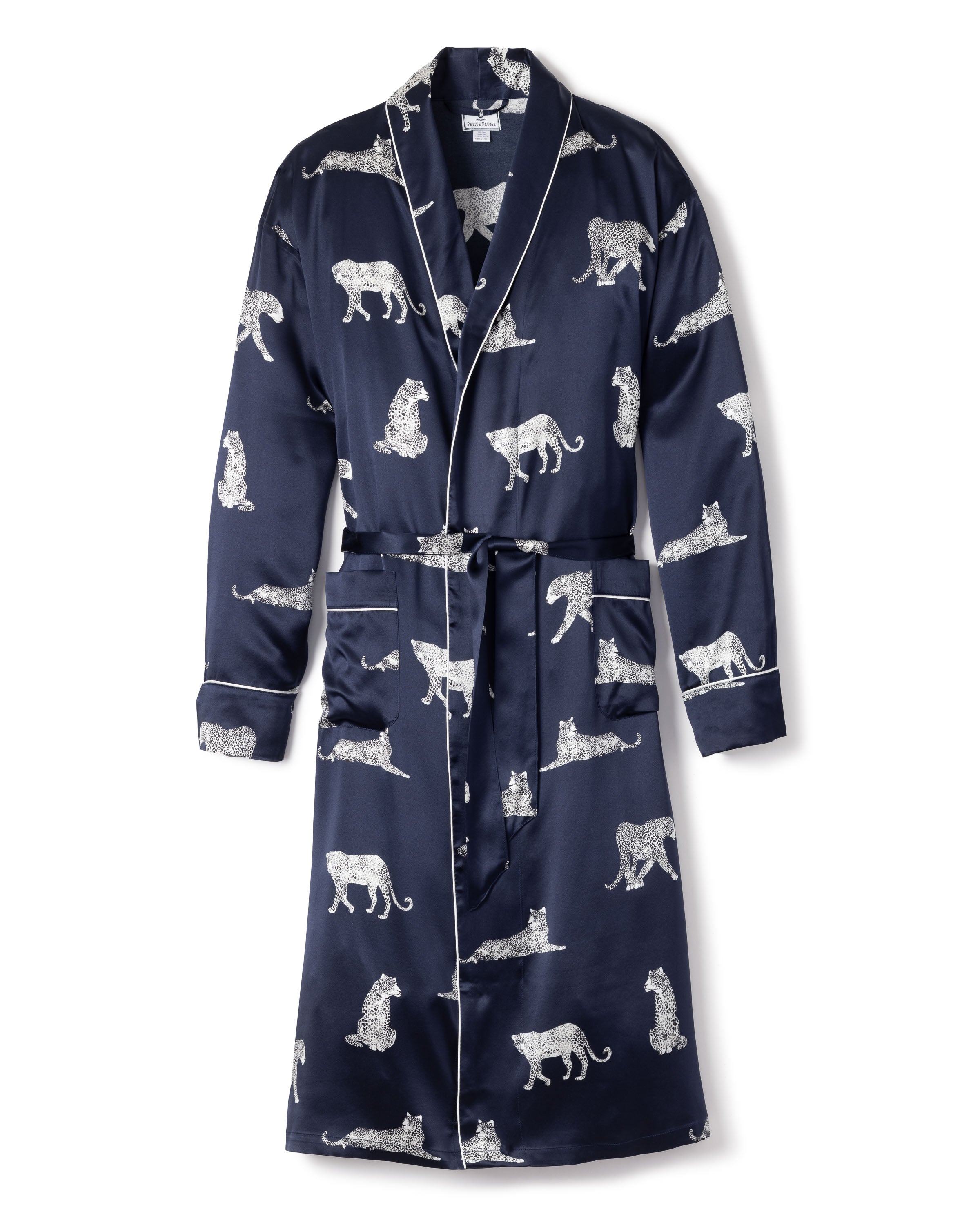 Men’s Silk Long Robe in Panthère de Nuit