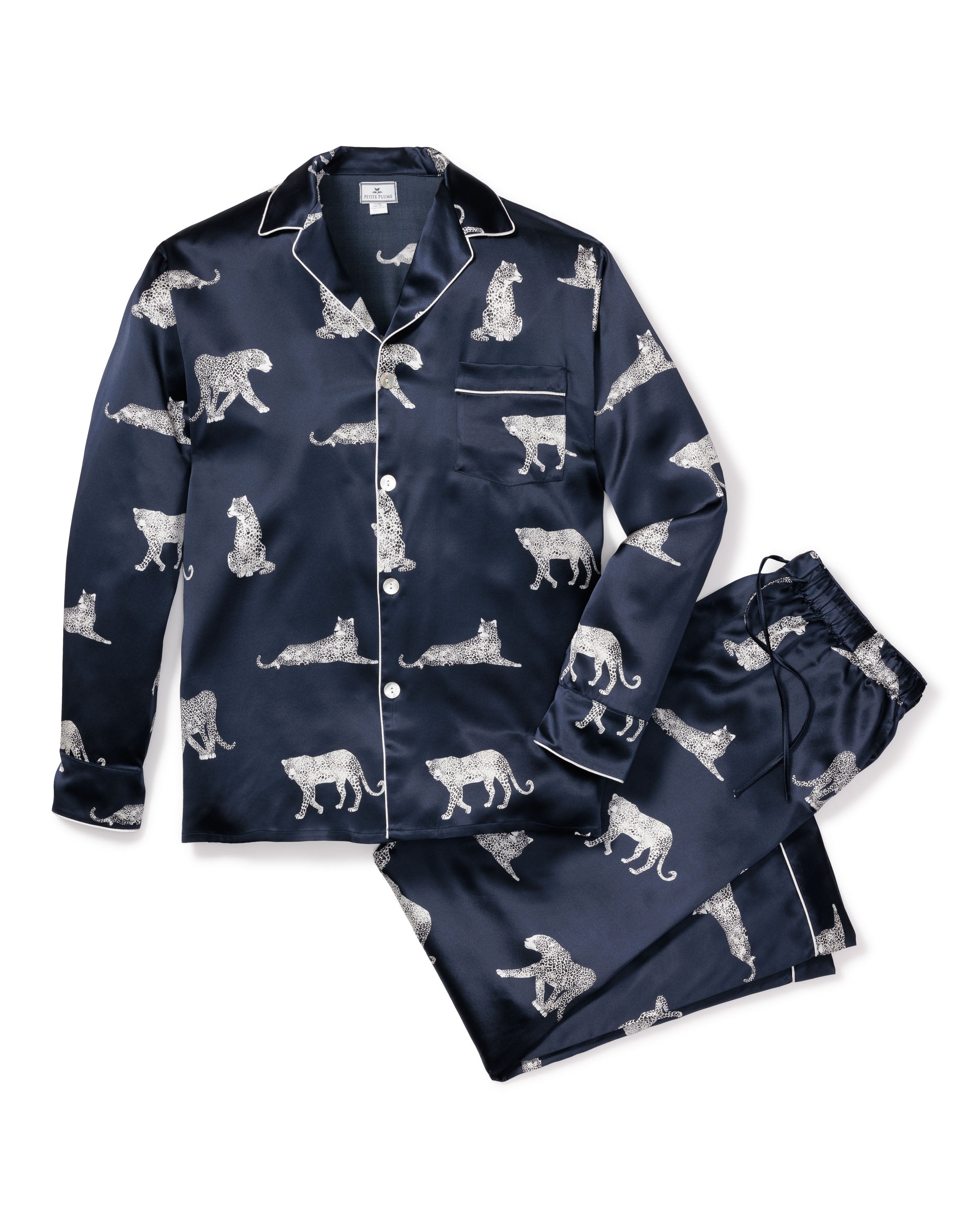 Men’s Silk Pajama Set in Panthère de Nuit