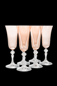 Estelle Colored Regal Flute With Clear Stem, Set of 6 in Blush Pink