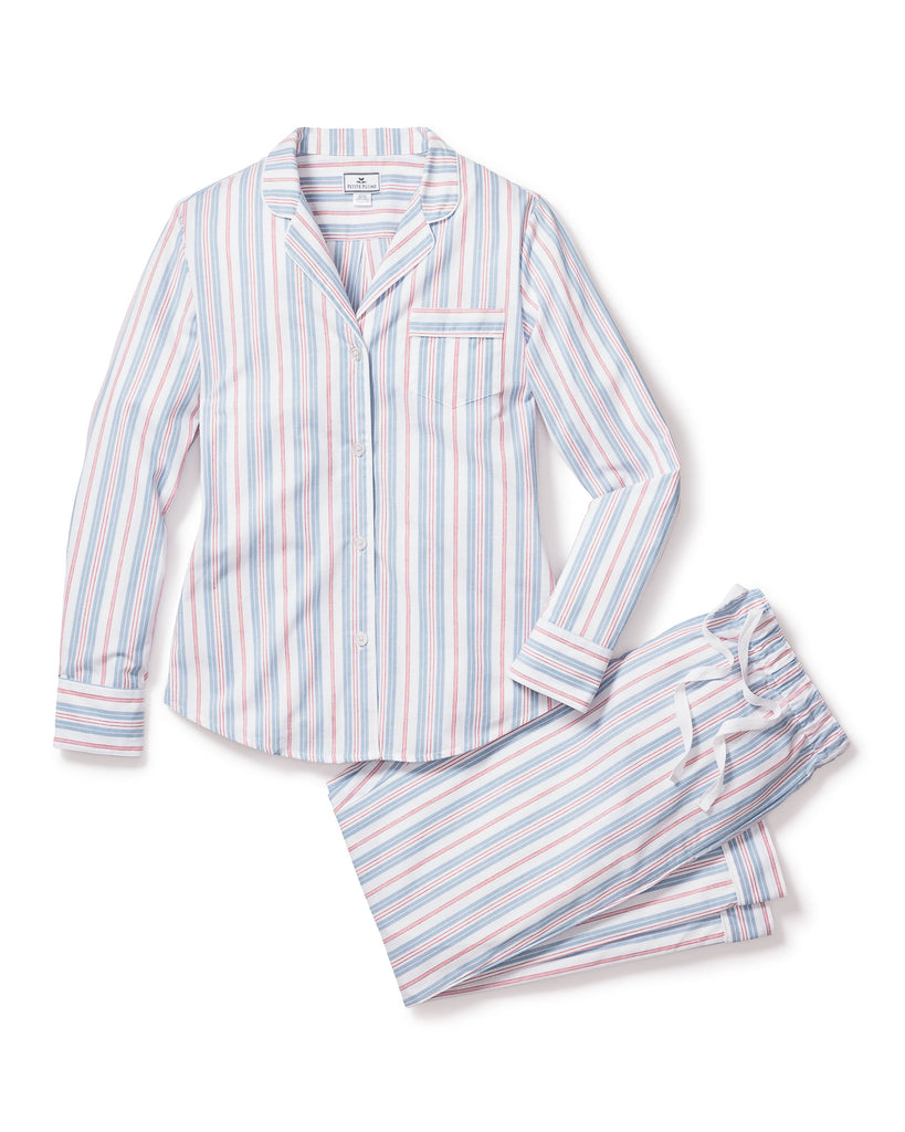 Women’s Twill Pajama Set in Vintage French Stripes