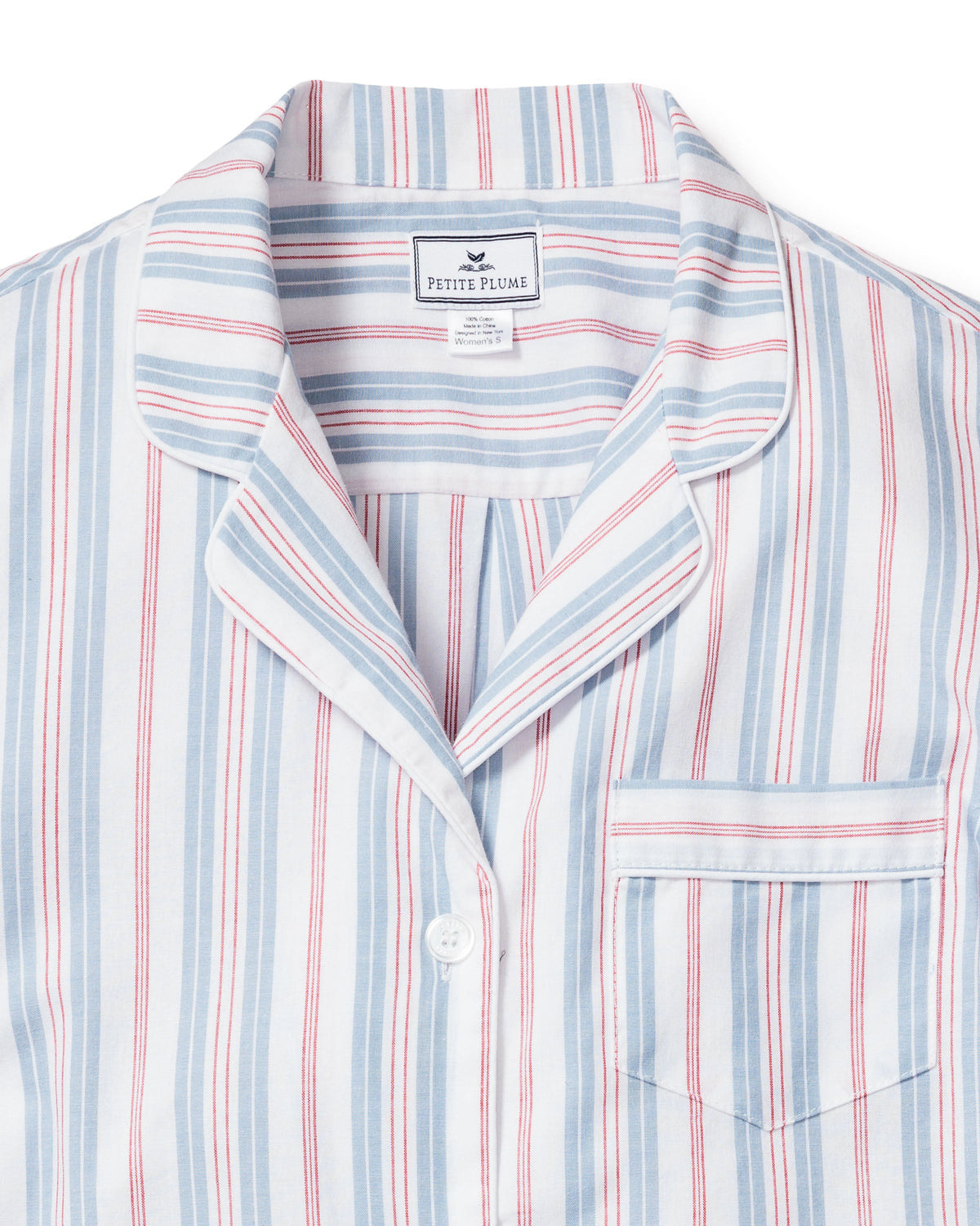 Women’s Twill Short Sleeve Short Set in Vintage French Stripes