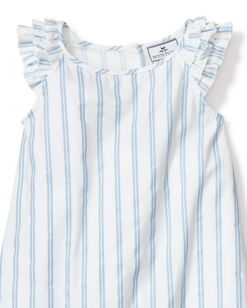 Girl’s Twill Amelie Nightgown in Periwinkle Stripe