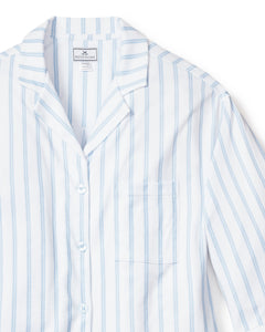 Women’s Pima Wide Leg Pajama Set in Periwinkle Stripe