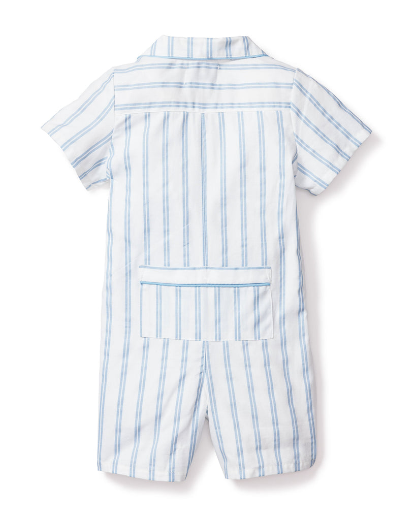 Baby’s Twill Summer Romper in Periwinkle Stripe