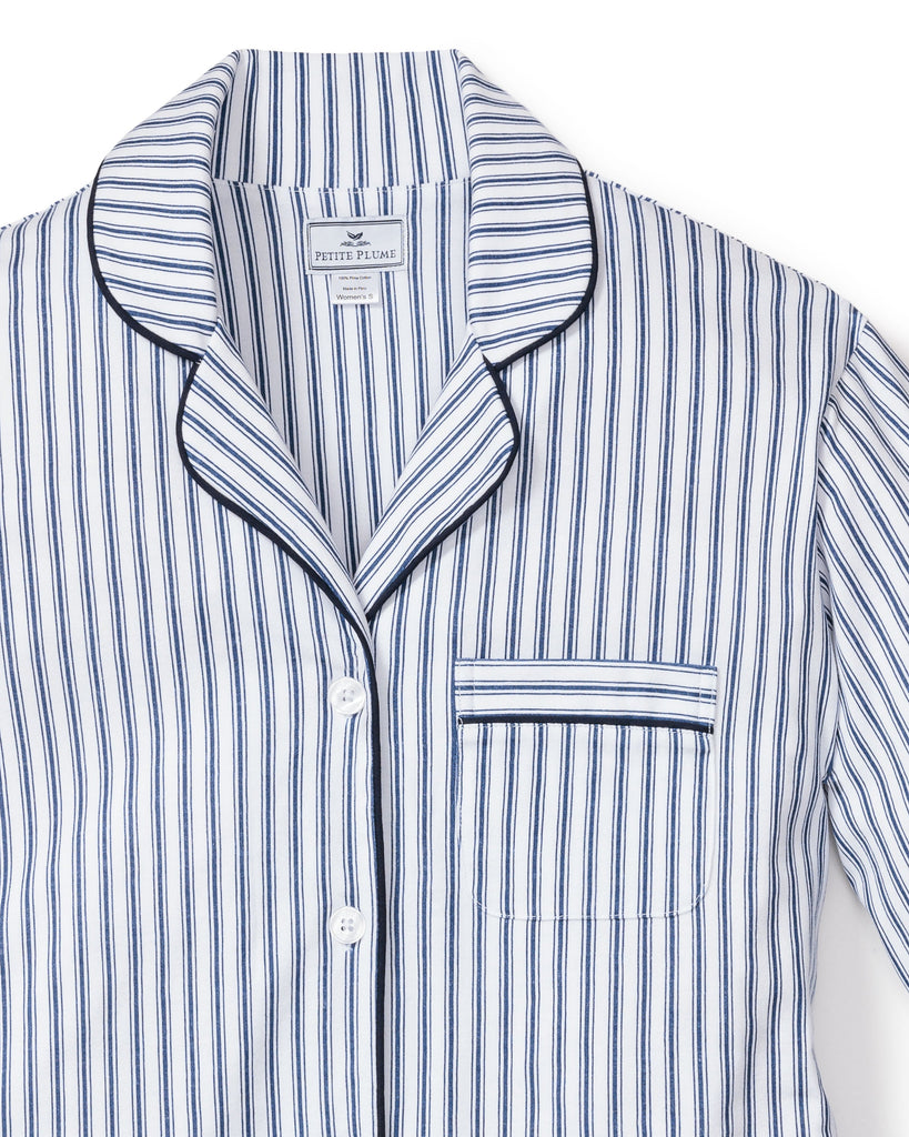 Women’s Pima Pajama Set in Navy French Ticking
