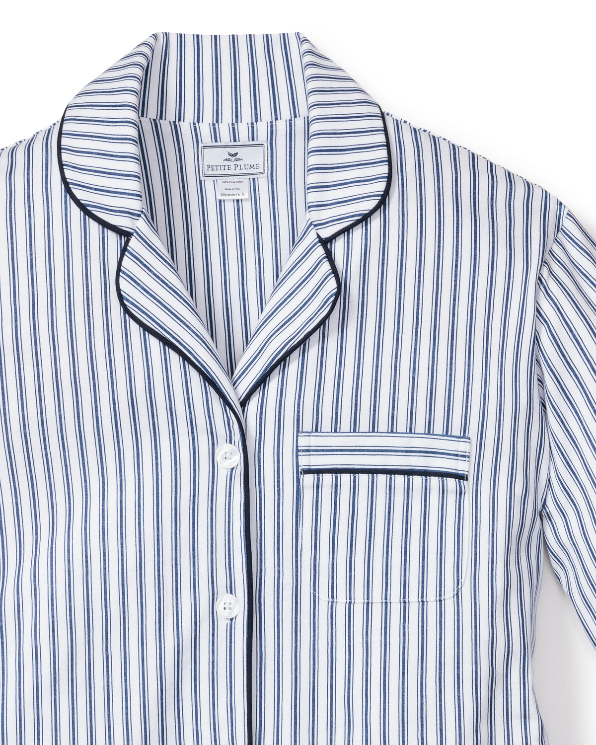 Women’s Pima Pajama Set in Navy French Ticking