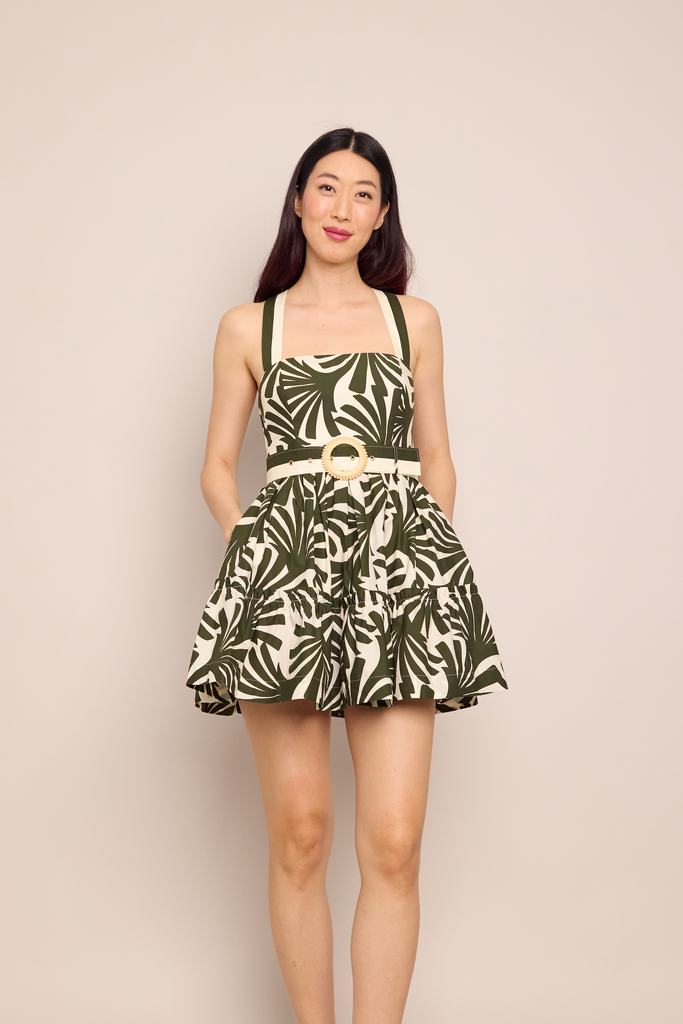 Julietta Mini Dress in Catalina Olive