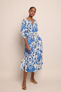Simone Dress in Fiore Evening Blue