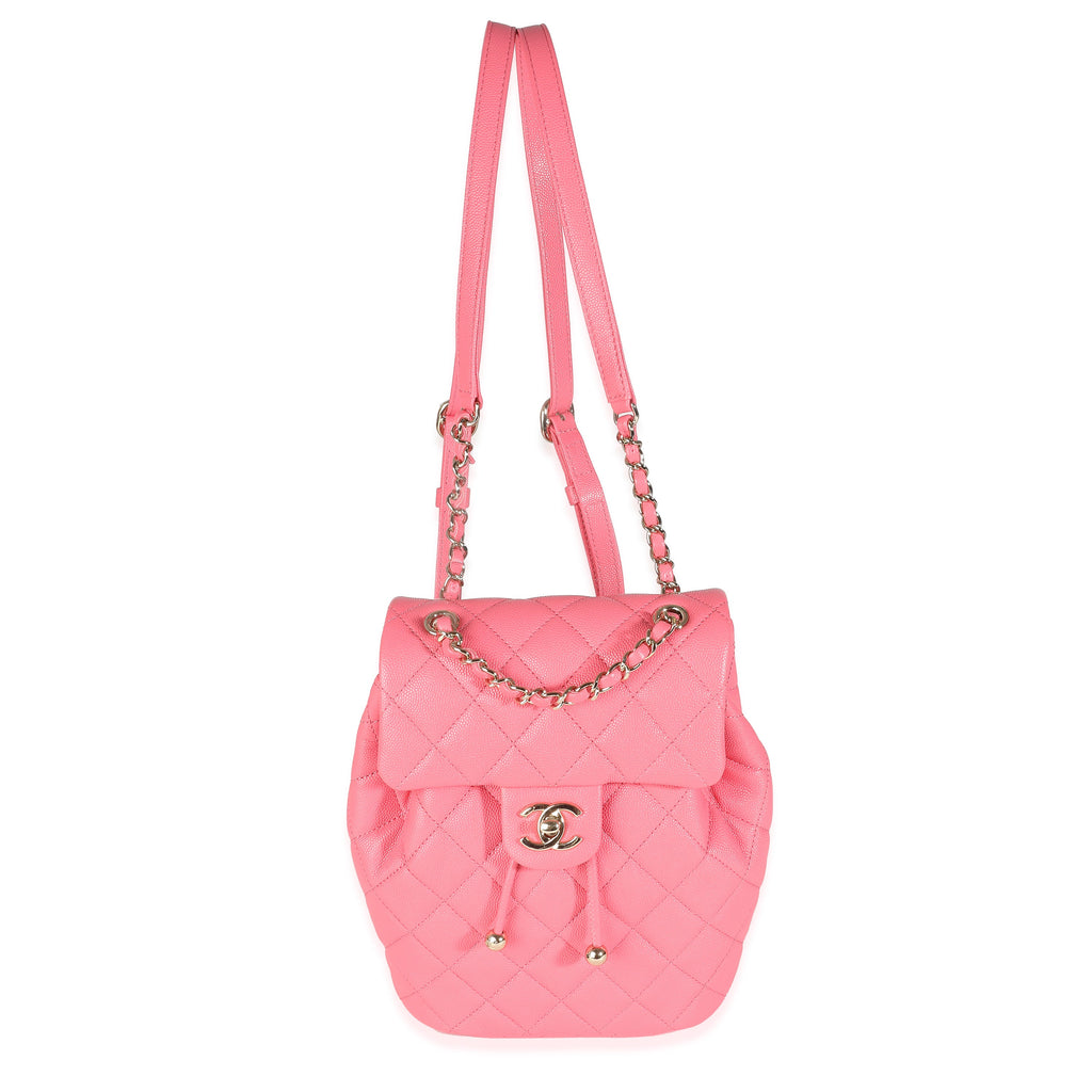 Chanel Pink Quilted Caviar Drawstring Backpack Handbag